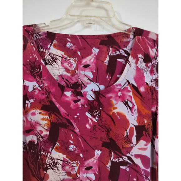 3770) Tiki Palm Red White Sleeveless Tropical Summer Midi Dress Size XL - Picture 4 of 8